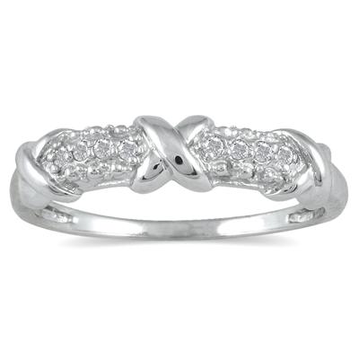 1/10 Carat Diamond Hugs and Kisses 8 Stone Ring in .925 Sterling Silver