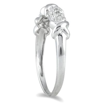 1/10 Carat Diamond Hugs and Kisses 8 Stone Ring in .925 Sterling Silver