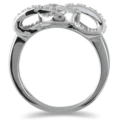 1/10 Carat White Diamond Ribbon Twist Ring in .925 Sterling Silver