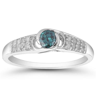 2/5 Carat TW Blue and White Diamond Ring in 10K White Gold