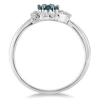 1/4 Carat Blue and White Diamond Ring in 10K White Gold
