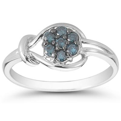 1/4 Carat TW Blue Diamond Love Knot Ring in 10K White Gold