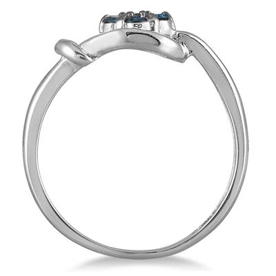 1/4 Carat TW Blue Diamond Love Knot Ring in 10K White Gold