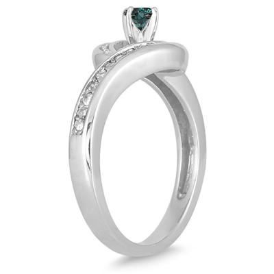 1/2 Carat T.W Blue and White Diamond Ring in 10K White Gold