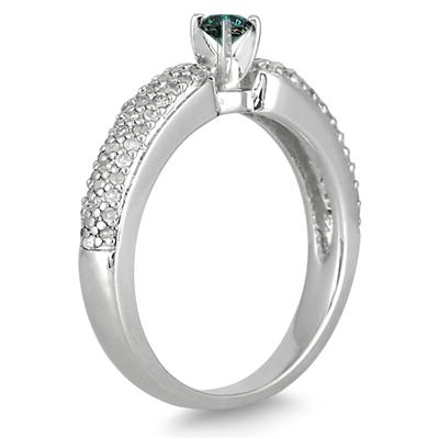 3/5 Carat TW Blue and White Diamond Ring in 10K White Gold