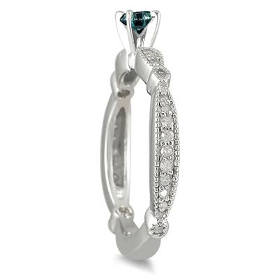 1/2 Carat Blue and White Diamond Ring in 10K White Gold