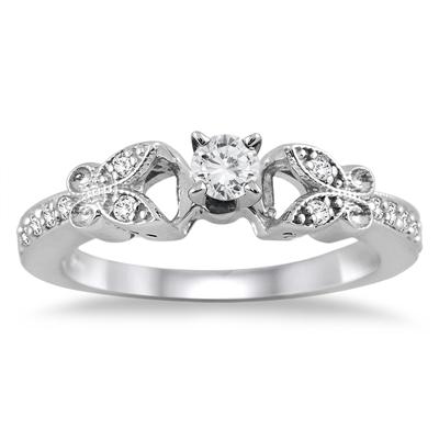 1/3 Carat T.W Diamond Engagement Ring in 10K White Gold