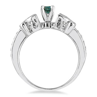 1/3 Carat T.W Blue and White Diamond Ring in 10K White Gold