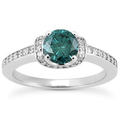 1/2 Carat Blue and White Diamond Ring in 10K White Gold