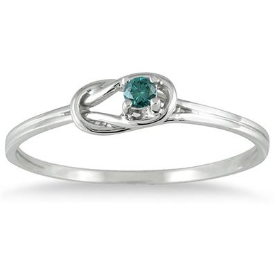Genuine Blue Diamond Ring in .925 Sterling Silver