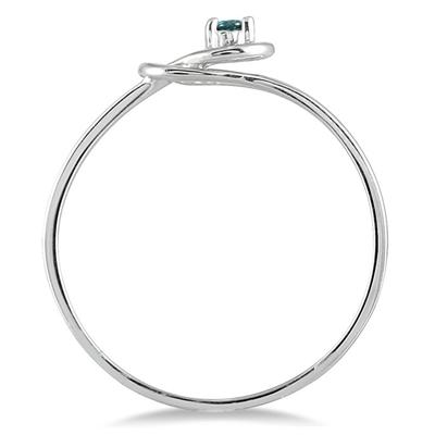 Genuine Blue Diamond Ring in .925 Sterling Silver