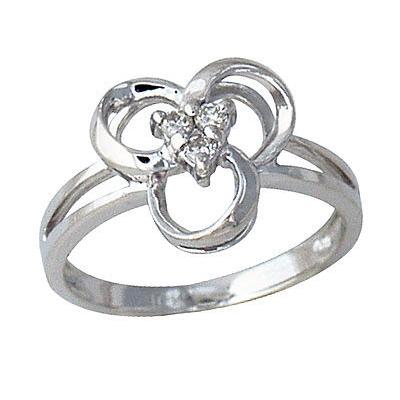 Diamond Swirl Ring in White Gold