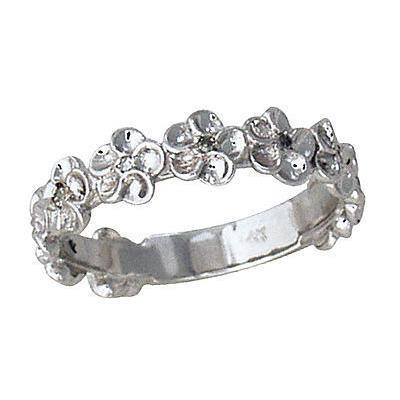 Flower Petal Diamond Ring in 14K White Gold