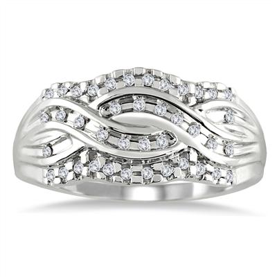 1/3 Carat Diamond I Love Mom Ring in 10K White Gold