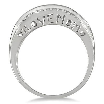 1/3 Carat Diamond I Love Mom Ring in 10K White Gold