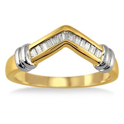 1/4 Carat T.W Two Tone Baguette Ring in 10K Gold