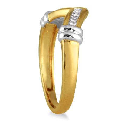 1/4 Carat T.W Two Tone Baguette Ring in 10K Gold