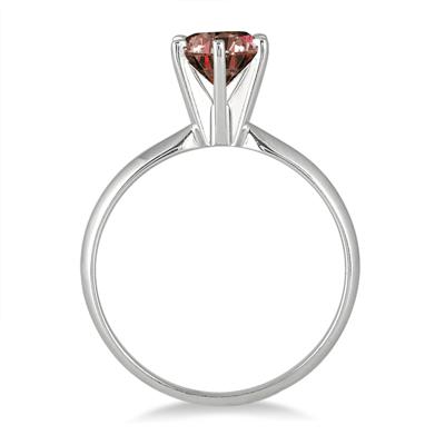 1 Carat Cognac Diamond Solitaire Ring in 14K White Gold