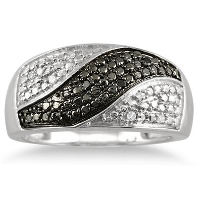 1/10 Carat TW Black and White Diamond Ring in .925 Sterling Silver
