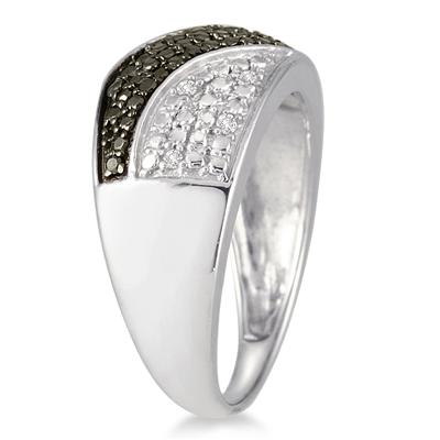 1/10 Carat TW Black and White Diamond Ring in .925 Sterling Silver