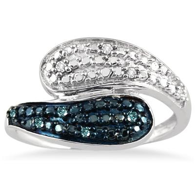 1/10 Carat TW Blue and White Diamond Ring in .925 Sterling Silver