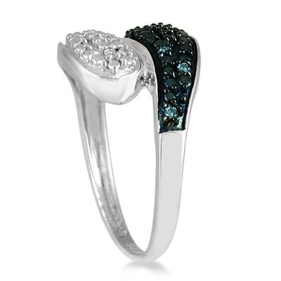 1/10 Carat TW Blue and White Diamond Ring in .925 Sterling Silver
