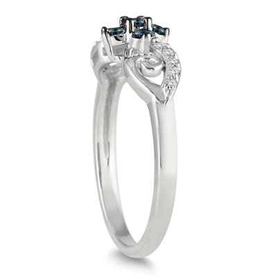 1/4 Carat TW Blue and White Diamond Ring in 10K White Gold