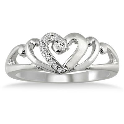 Diamond Heart Ring in .925 Sterling Silver