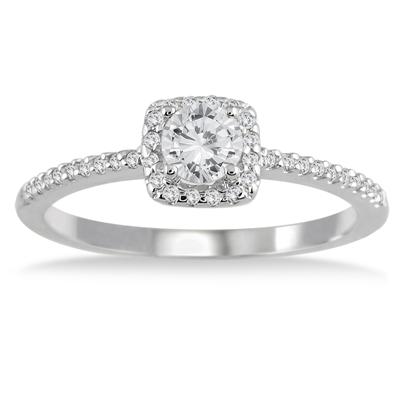 1/2 Carat Diamond Engagement Ring in 10K White Gold