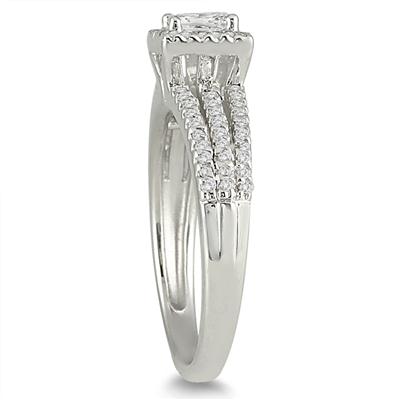 5/8 Carat TW Halo Princess Cut Diamond Ring in 10K White Gold