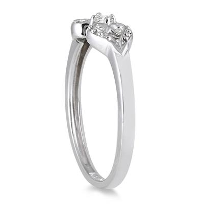 Dual Heart Diamond Ring in 14K White Gold 
