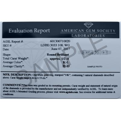 Certified 1/2 Carat TW Five Stone Diamond Wedding Band in 10K White Gold