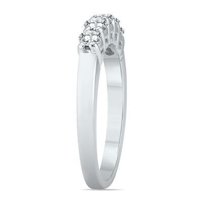 Certified 1/2 Carat TW Five Stone Diamond Wedding Band in 10K White Gold