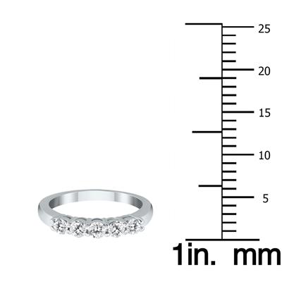 Certified 1/2 Carat TW Five Stone Diamond Wedding Band in 10K White Gold
