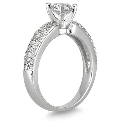 Certified 1 1/10 Carat TW Diamond Engagement Ring in 10K White Gold (J-K Color, I2-I3 Clarity)
