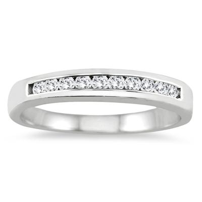 1/4 Carat Channel Set Diamond Wedding band in 14K White Gold 