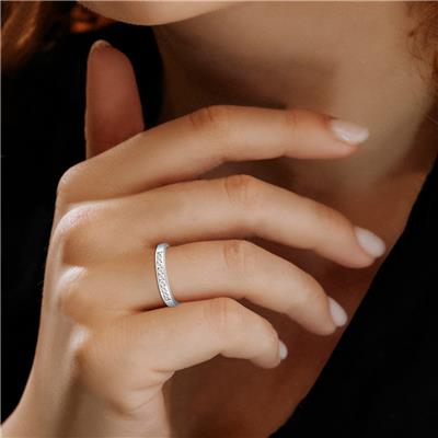 AGS Certified 1/4 Carat TW Channel Set Diamond Band in 10K White Gold (K-L Color, I2-I3 Clarity)