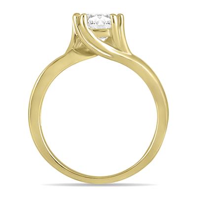 AGS Certified 1 Carat Diamond Solitaire Engagement Ring in 14K Yellow Gold (J-K Color, I2-I3 Clarity)