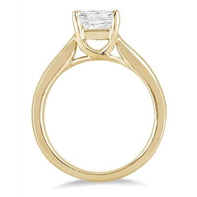 1 Carat Princess Cut Diamond Solitaire Ring in 14K Yellow Gold 