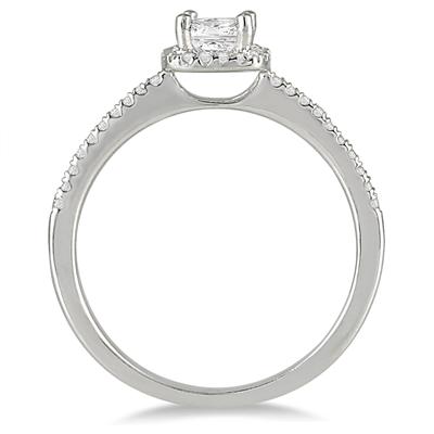 1/2 Carat Princess Cut Diamond Engagement Ring in 10K White Gold