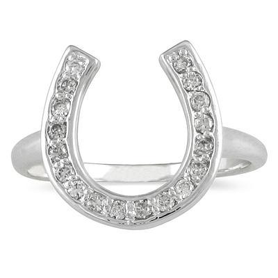 1/4 Carat Diamond Horseshoe Ring in .925 Sterling Silver