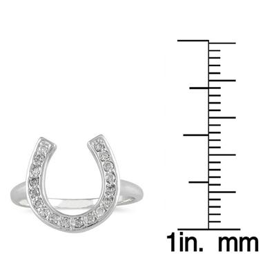 1/4 Carat Diamond Horseshoe Ring in .925 Sterling Silver