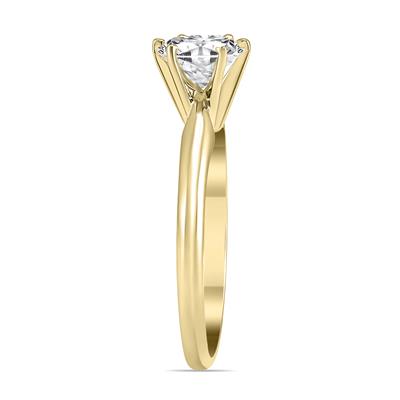 AGS Certified 1 Carat Diamond Solitaire Ring in 14K Yellow Gold (I-J Color, I2-I3 Clarity)