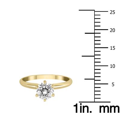 AGS Certified 1 Carat Diamond Solitaire Ring in 14K Yellow Gold (I-J Color, I2-I3 Clarity)