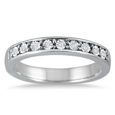 9 Stone Diamond Band in .925 Sterling Silver 