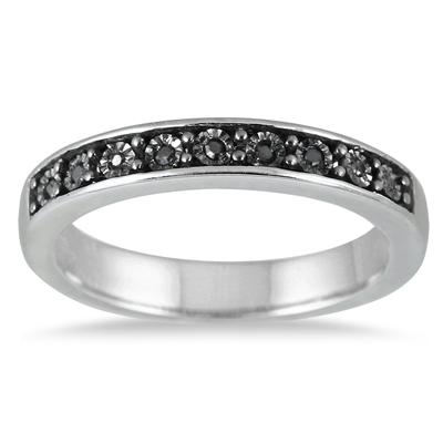Illusion Plate Set Black Diamond Ring in .925 Sterling Silver 