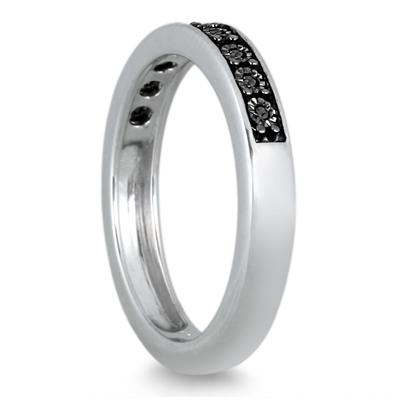 Illusion Plate Set Black Diamond Ring in .925 Sterling Silver 