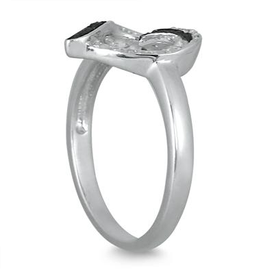 1/10 Carat Black and White Diamond Ring in .925 Sterling Silver 
