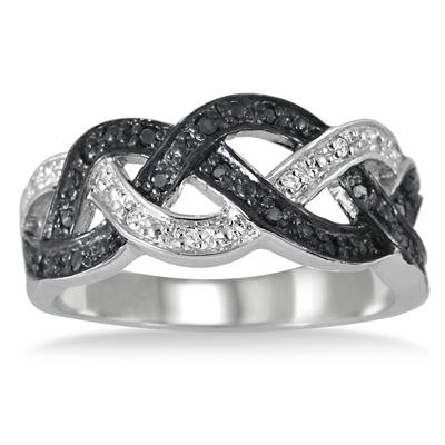 1/6 Carat Black and White Diamond Ring in .925 Sterling Silver