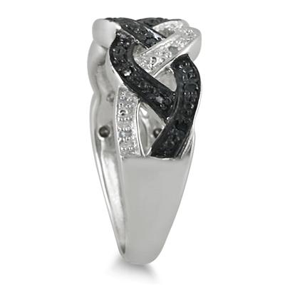 1/6 Carat Black and White Diamond Ring in .925 Sterling Silver